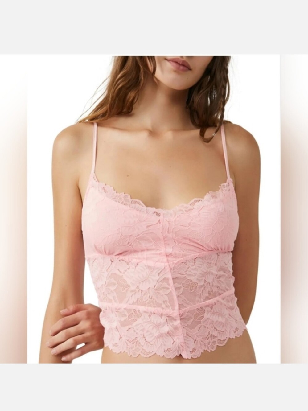Free People Intimately hearts eyes Lace Camisole Pink XS NEW bralette tank sexy